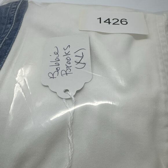 VTG Bobbie Brooks Button Shirt XL Wht/Denim Embroidered Cottage Western Tropical - Picture 14 of 14